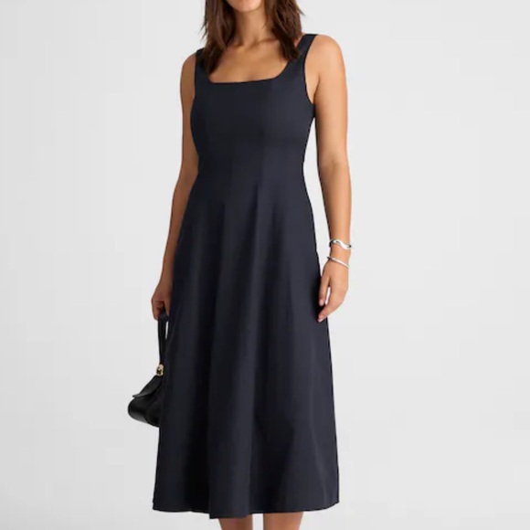 Madewell dark navy Seamed Squareneck Midi Dress - Picture 1 of 6